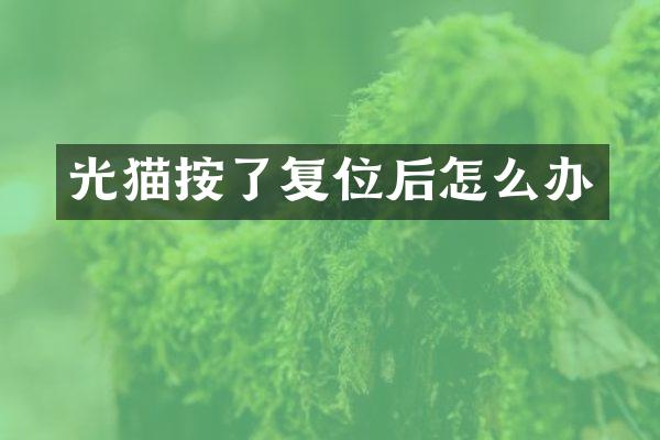 光猫按了复位后怎么办