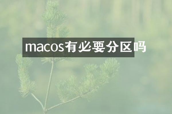 macos有必要分区吗