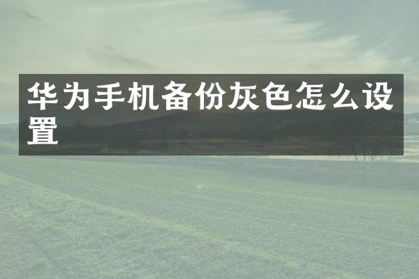 华为手机备份灰色怎么设置