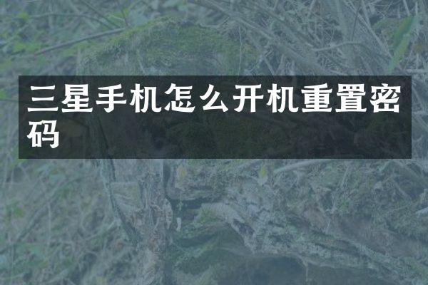 三星手机怎么开机重置密码