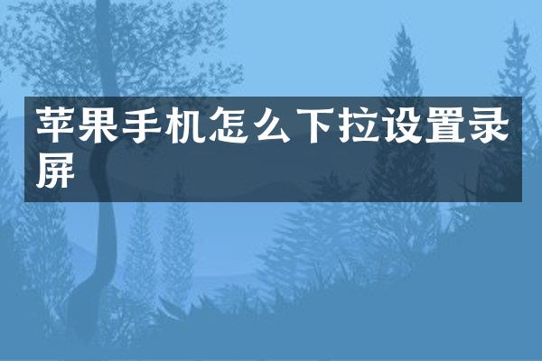 苹果手机怎么下拉设置录屏