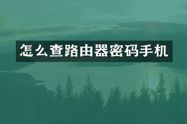 怎么查路由器密码手机