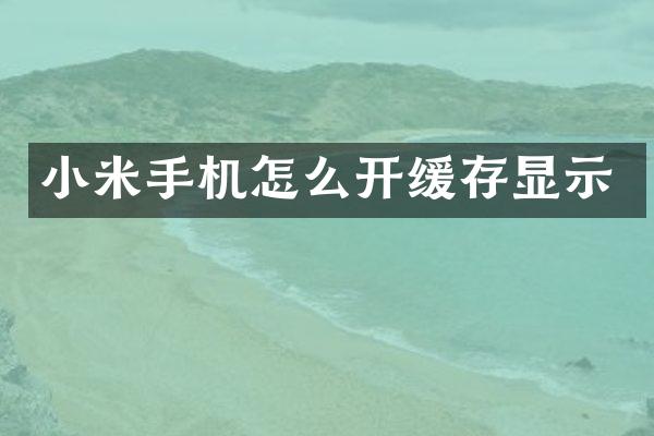小米手机怎么开缓存显示