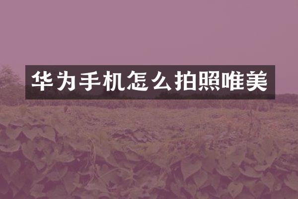 华为手机怎么拍照唯美