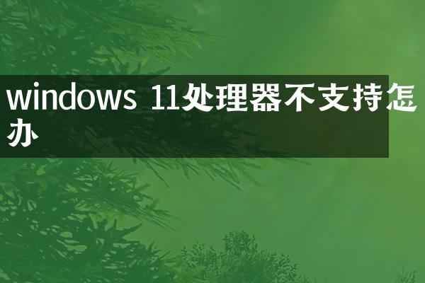 windows 11处理器不支持怎么办