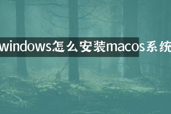 windows怎么安装macos系统