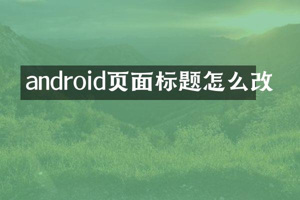 android页面标题怎么改