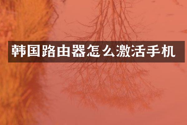 韩国路由器怎么激活手机