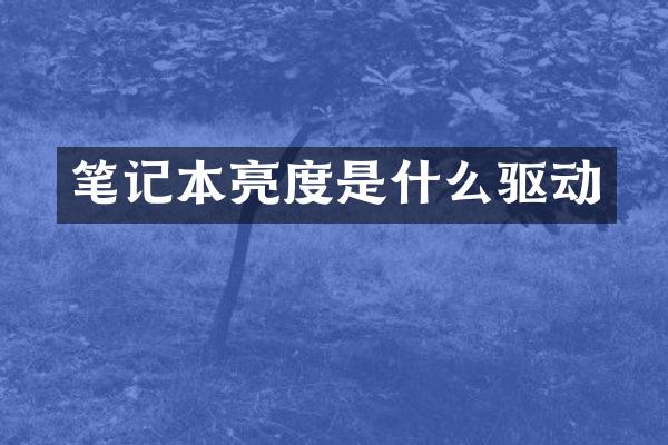 笔记本亮度是什么驱动