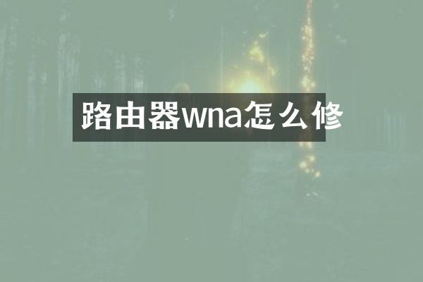 路由器wna怎么修