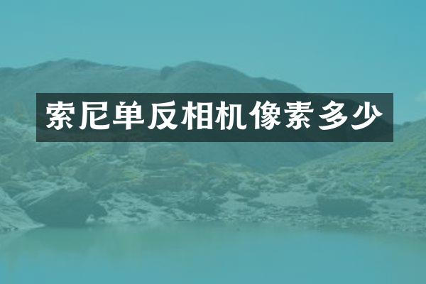 索尼单反相机像素多少