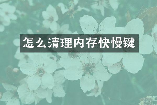 怎么清理内存快慢键