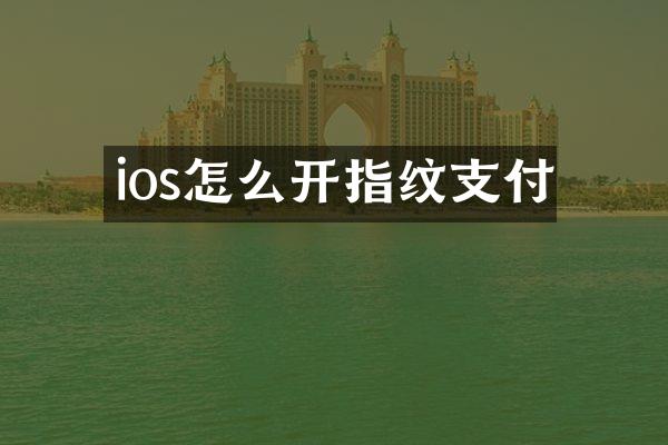 ios怎么开指纹支付