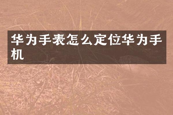 华为手表怎么定位华为手机