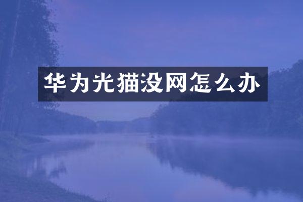 华为光猫没网怎么办