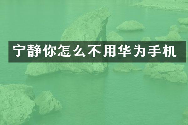 宁静你怎么不用华为手机