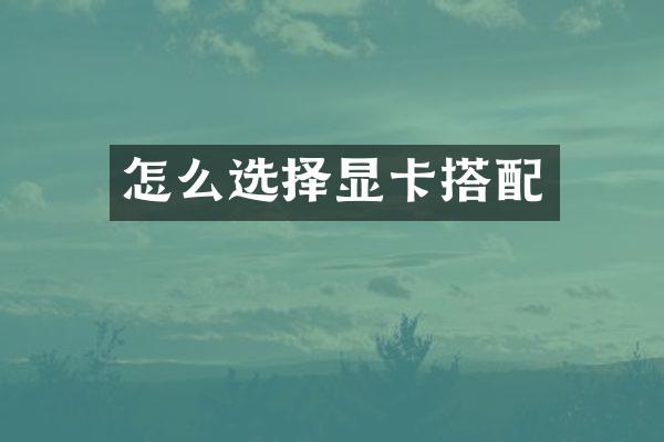 怎么选择显卡搭配