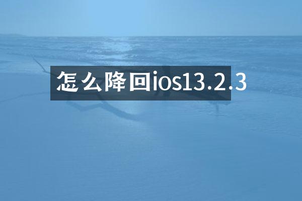 怎么降回ios13.2.3