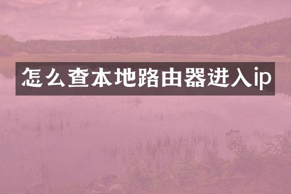 怎么查本地路由器进入ip