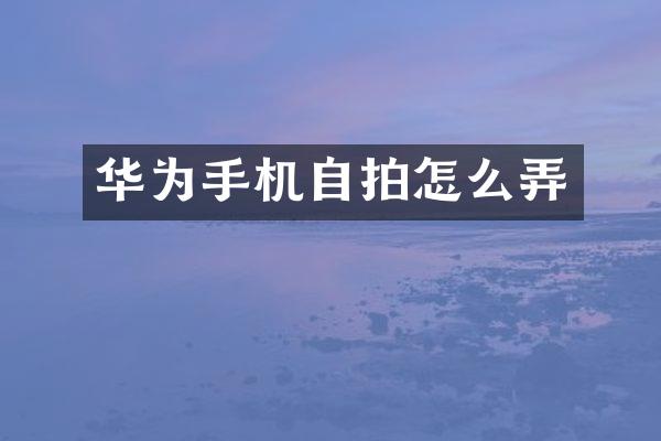华为手机自拍怎么弄