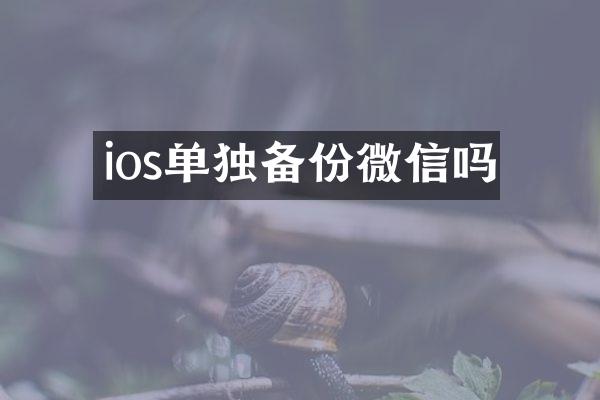 ios单独备份微信吗