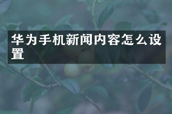 华为手机新闻内容怎么设置