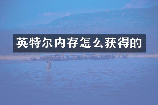 英特尔内存怎么获得的