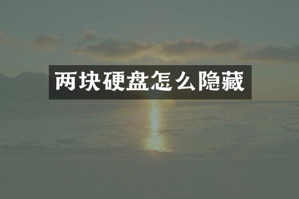 两块硬盘怎么隐藏