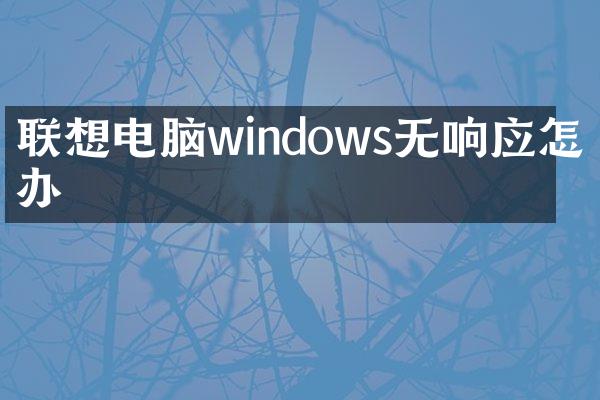 联想电脑windows无响应怎么办