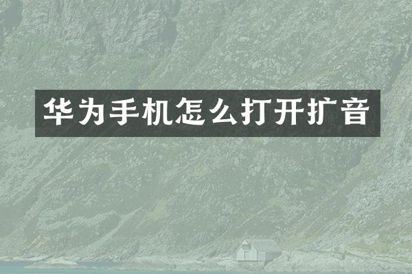 华为手机怎么打开扩音