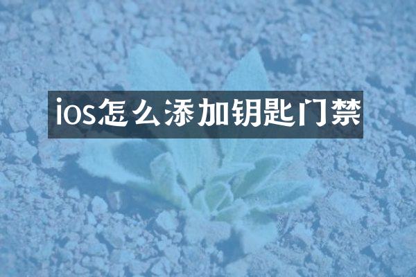 ios怎么添加钥匙门禁