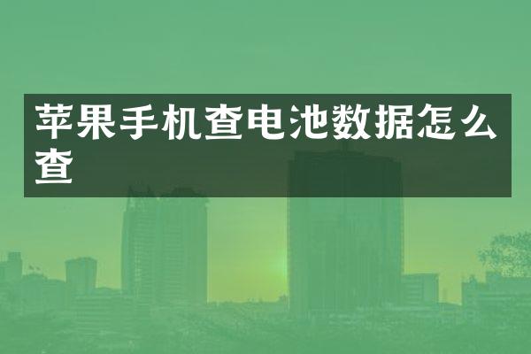 苹果手机查电池数据怎么查