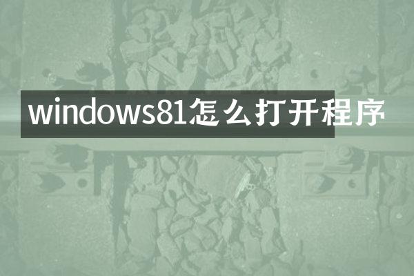 windows81怎么打开程序