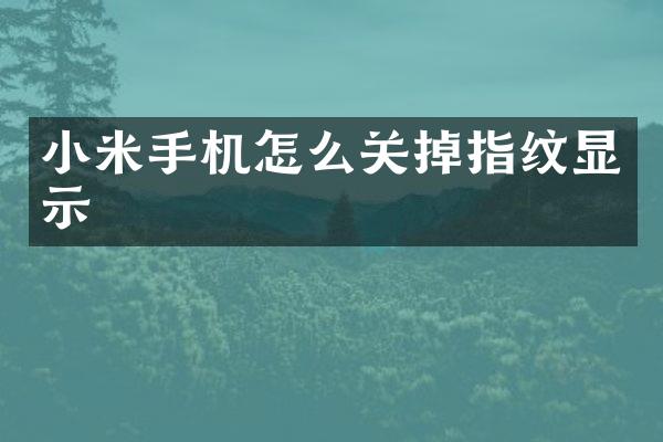 小米手机怎么关掉指纹显示