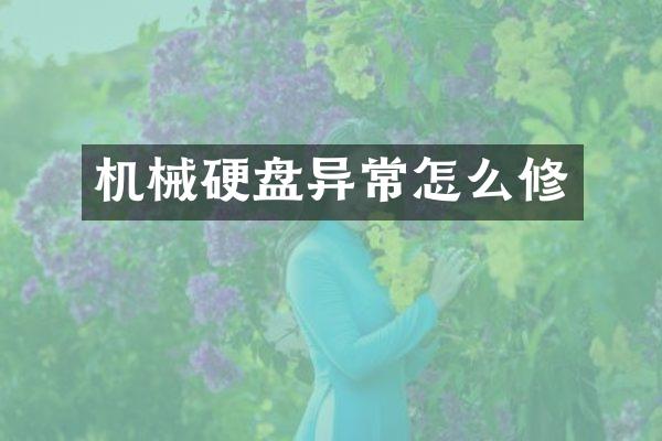 机械硬盘异常怎么修