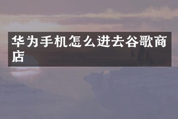 华为手机怎么进去谷歌商店