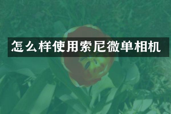 怎么样使用索尼微单相机