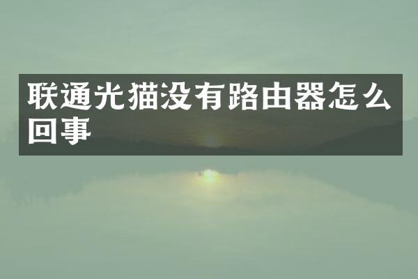 联通光猫没有路由器怎么回事