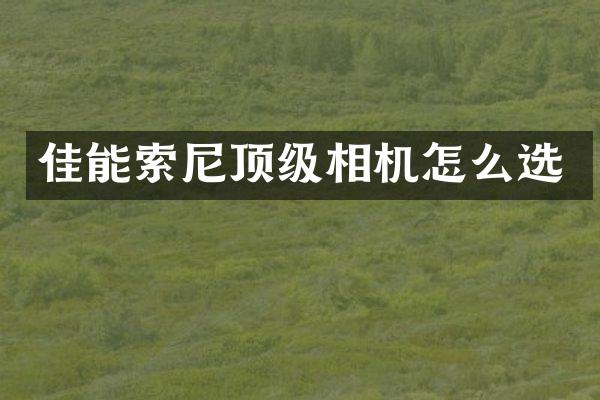 佳能索尼顶级相机怎么选