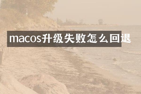 macos升级失败怎么回退