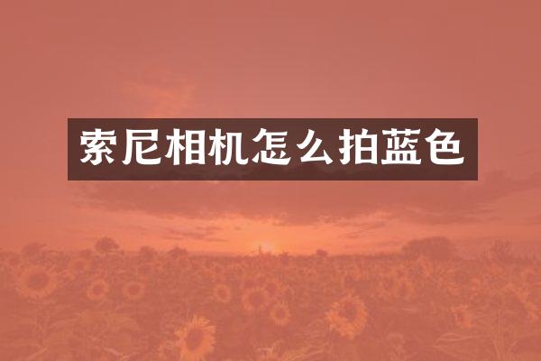 索尼相机怎么拍蓝色