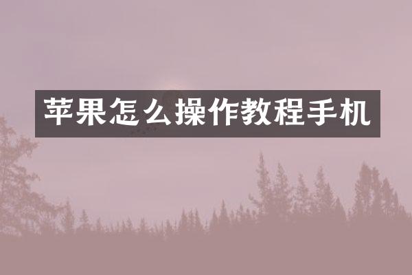 苹果怎么操作教程手机