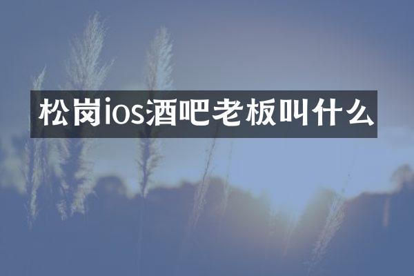 松岗ios酒吧老板叫什么