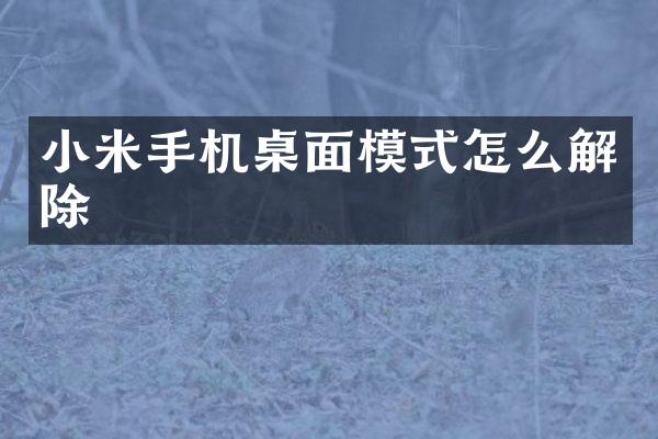 小米手机桌面模式怎么解除