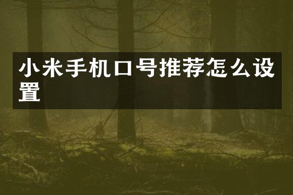 小米手机口号推荐怎么设置