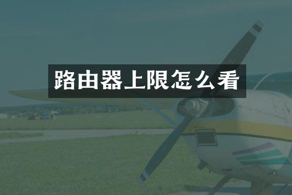 路由器上限怎么看