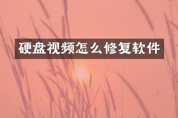 硬盘视频怎么修复软件