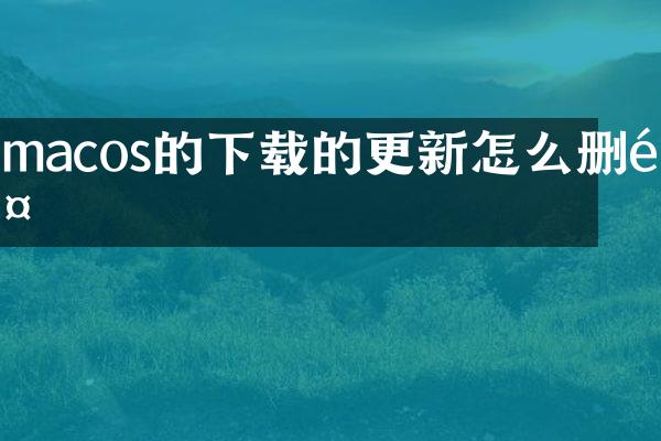 macos的下载的更新怎么删除