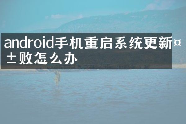 android手机重启系统更新失败怎么办