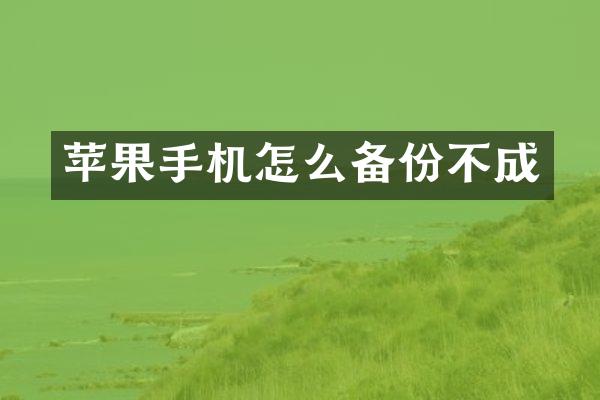 苹果手机怎么备份不成